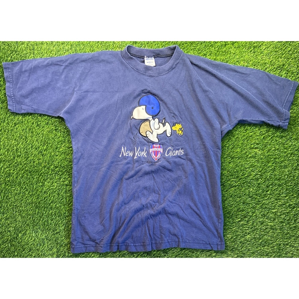 RARE VTG New York Giants Snoopy Woodstock T Shirt Sz L NFL Made In USA